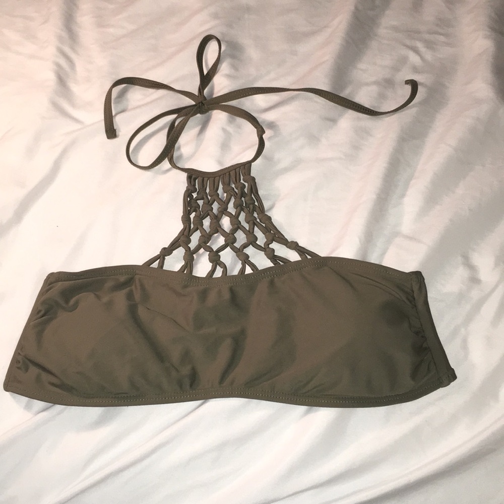 Navy green halter top. Large. Adorable design